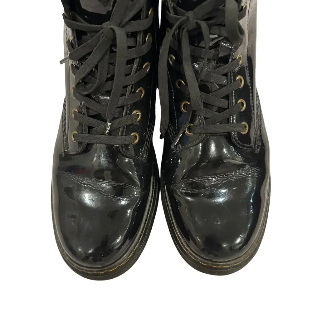Dr. Martens Zavala Black Patent Combat Boots 9/10